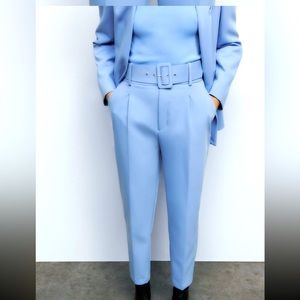 Zara Pants with Fabric-Covered Belt
